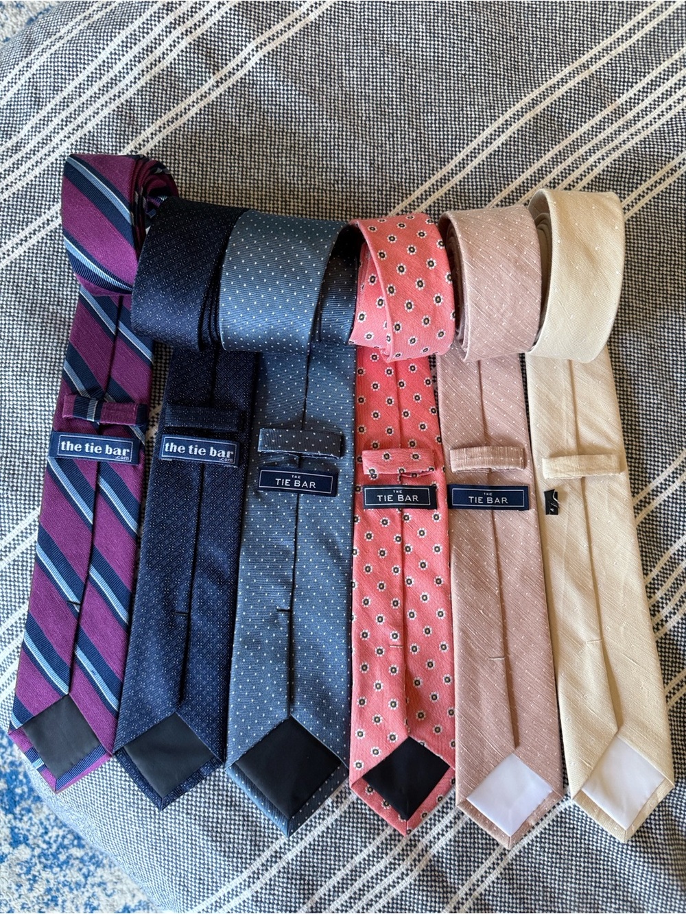 The Tie Bar six-Piece Tie Set - Cream, Light Pink, Coral, Gray, Purple